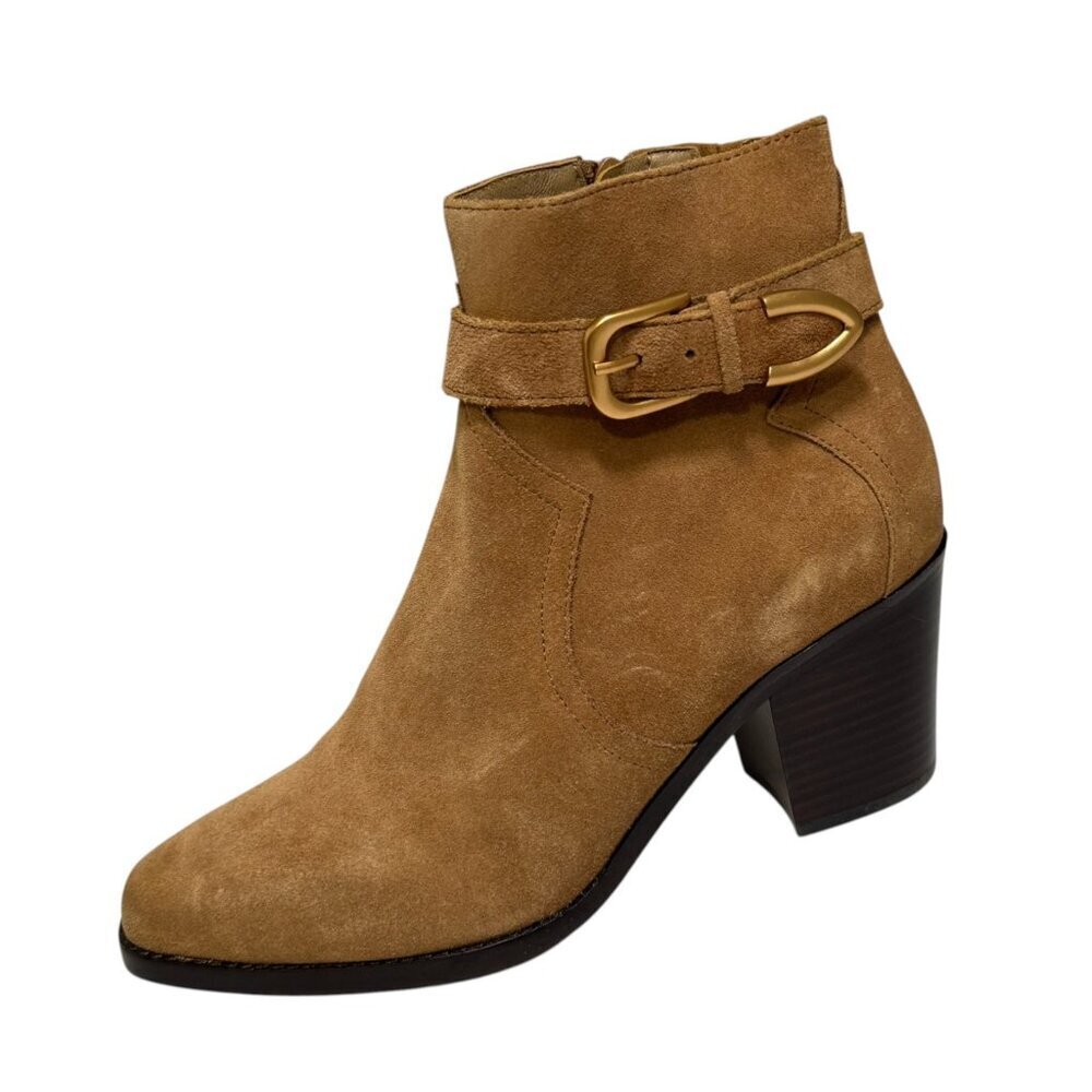 PAIGE Evelyn Tan Suede Leather‎ Heeled Bootie Boots, Size 8.5 New $398